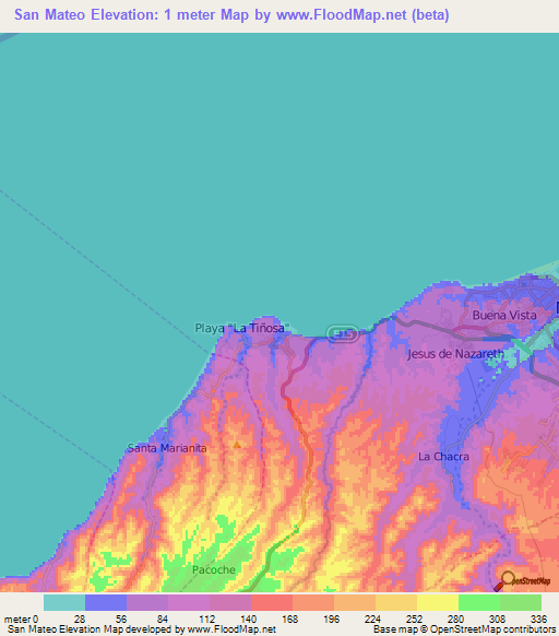 San Mateo,Ecuador Elevation Map