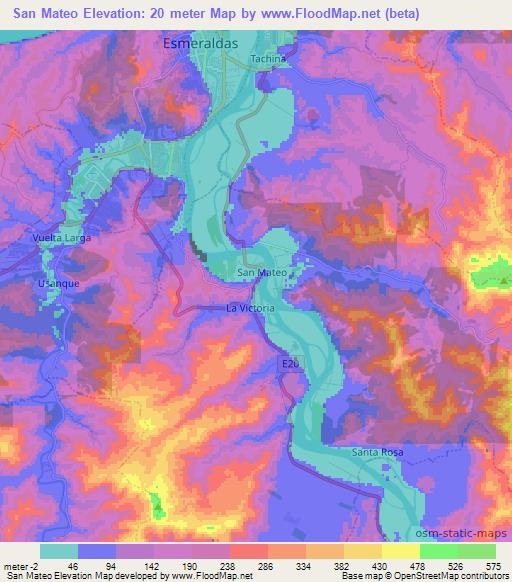 San Mateo,Ecuador Elevation Map