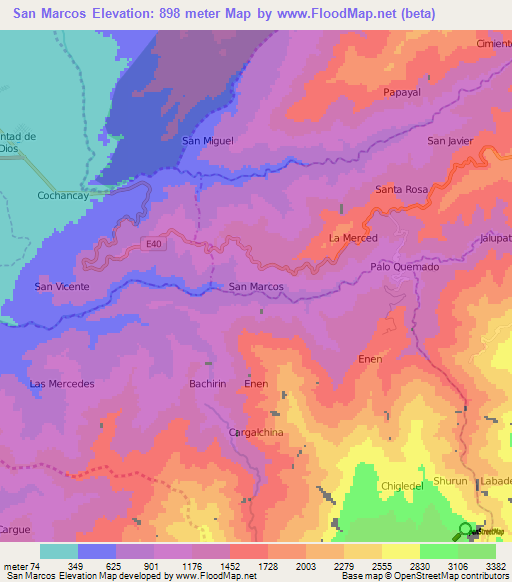 San Marcos,Ecuador Elevation Map