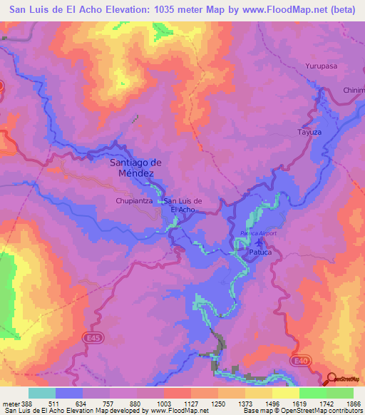 San Luis de El Acho,Ecuador Elevation Map