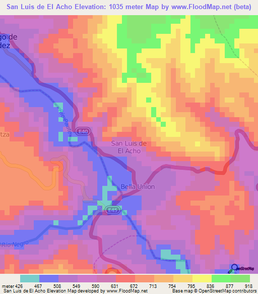 San Luis de El Acho,Ecuador Elevation Map