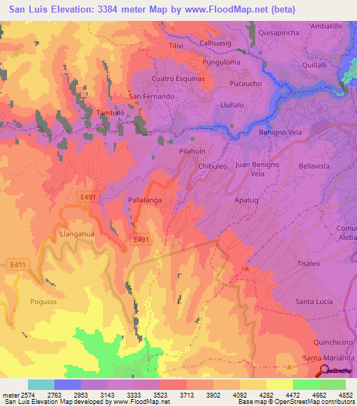 San Luis,Ecuador Elevation Map