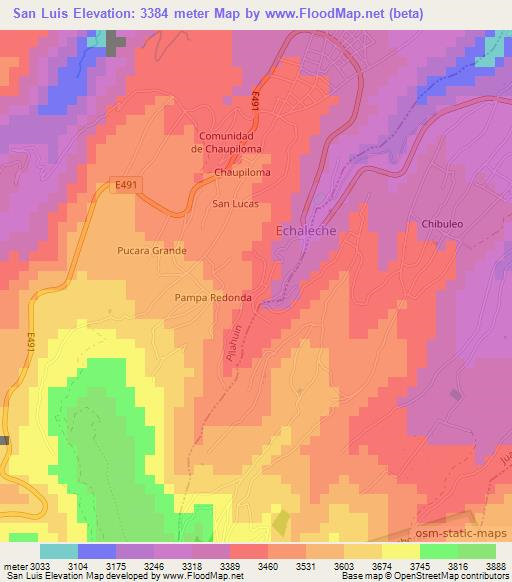 San Luis,Ecuador Elevation Map