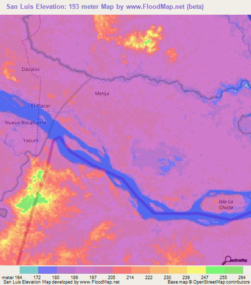 San Luis,Ecuador Elevation Map