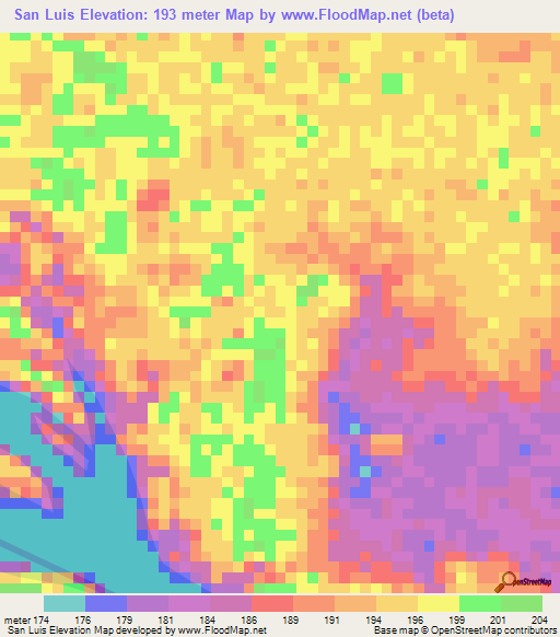 San Luis,Ecuador Elevation Map