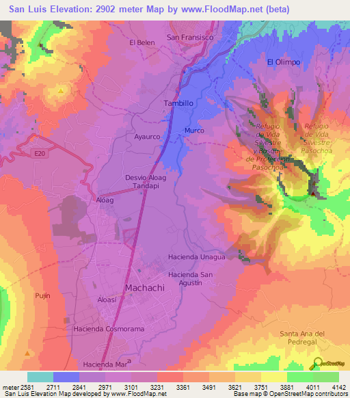 San Luis,Ecuador Elevation Map