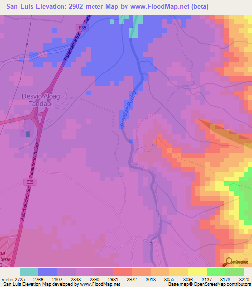 San Luis,Ecuador Elevation Map