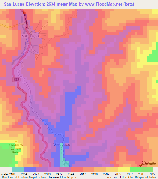 San Lucas,Ecuador Elevation Map