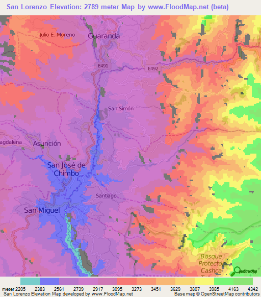 San Lorenzo,Ecuador Elevation Map