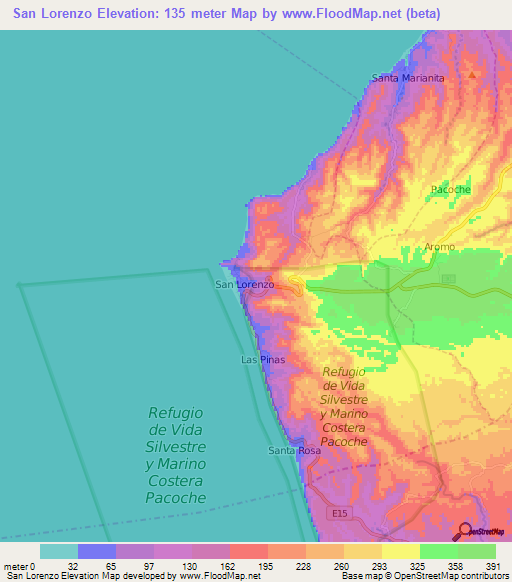 San Lorenzo,Ecuador Elevation Map