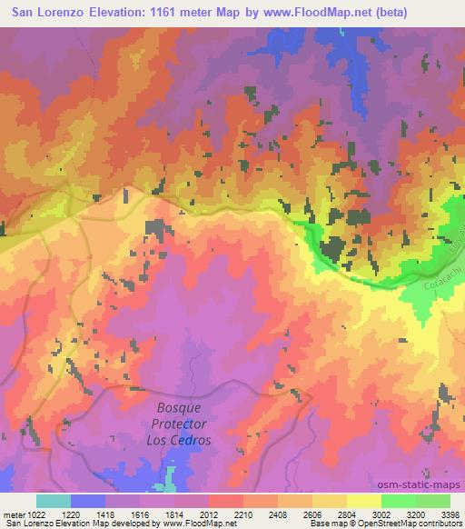 San Lorenzo,Ecuador Elevation Map