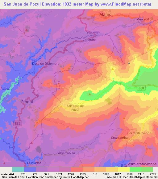 San Juan de Pozul,Ecuador Elevation Map