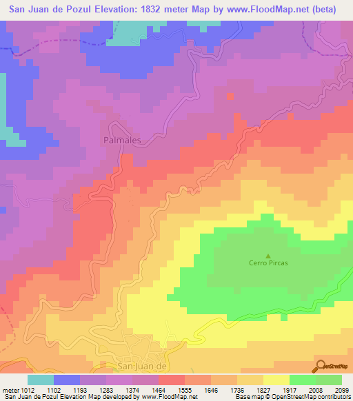 San Juan de Pozul,Ecuador Elevation Map