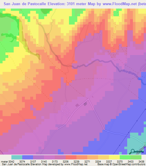 San Juan de Pastocalle,Ecuador Elevation Map