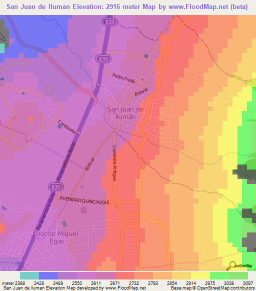 San Juan de Iluman,Ecuador Elevation Map