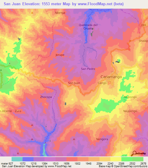 San Juan,Ecuador Elevation Map