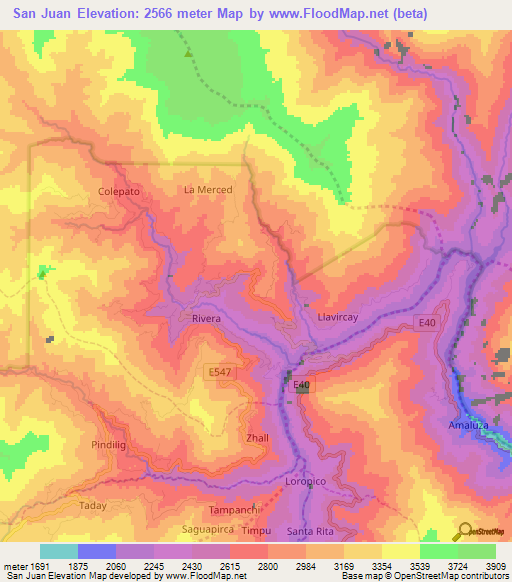 San Juan,Ecuador Elevation Map