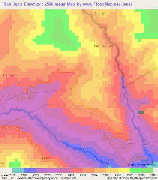 San Juan,Ecuador Elevation Map