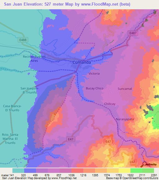 San Juan,Ecuador Elevation Map