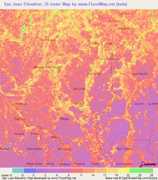 San Juan,Ecuador Elevation Map