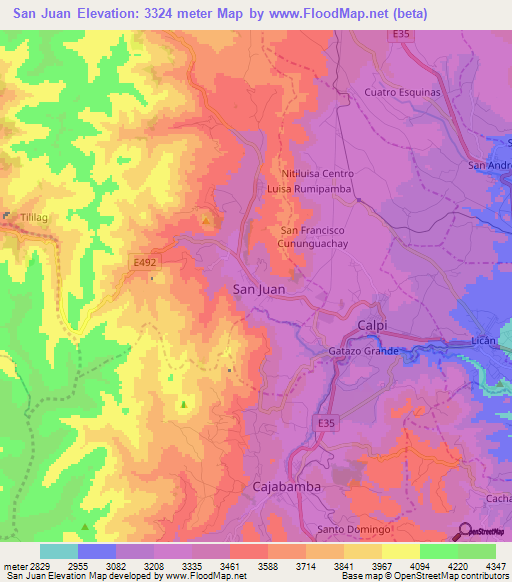 San Juan,Ecuador Elevation Map
