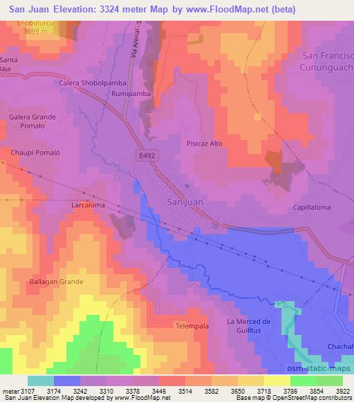 San Juan,Ecuador Elevation Map