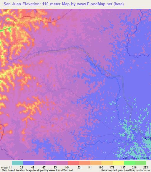 San Juan,Ecuador Elevation Map