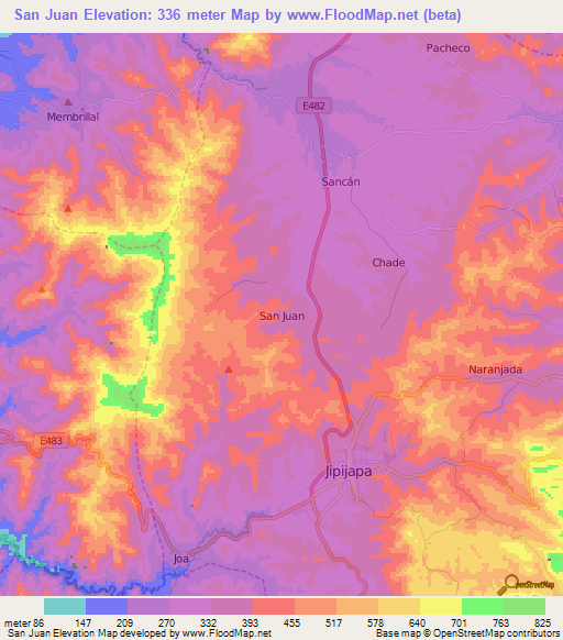 San Juan,Ecuador Elevation Map