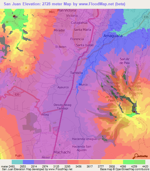 San Juan,Ecuador Elevation Map