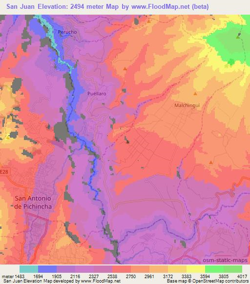 San Juan,Ecuador Elevation Map