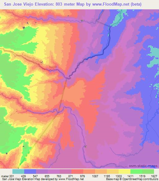 San Jose Viejo,Ecuador Elevation Map