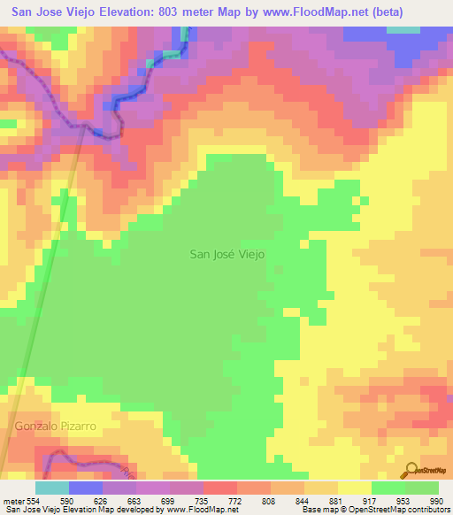 San Jose Viejo,Ecuador Elevation Map