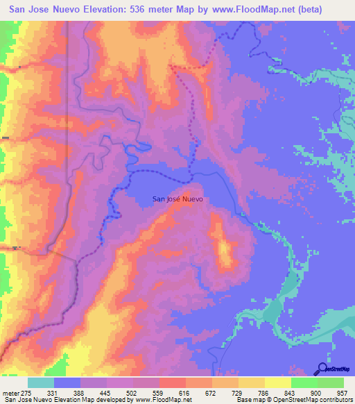 San Jose Nuevo,Ecuador Elevation Map