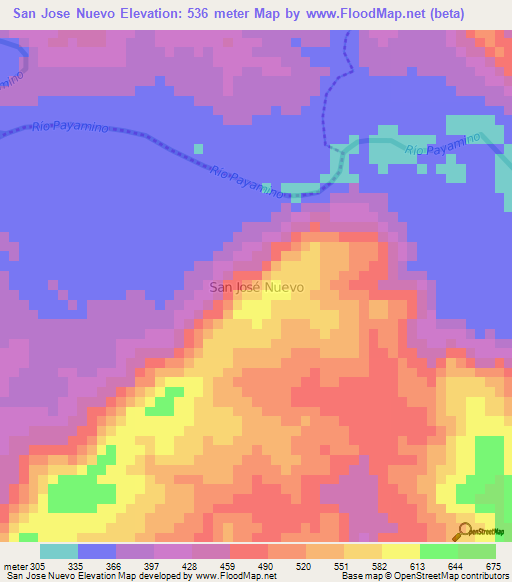 San Jose Nuevo,Ecuador Elevation Map