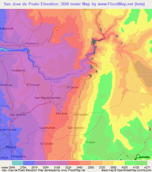 San Jose de Poalo,Ecuador Elevation Map