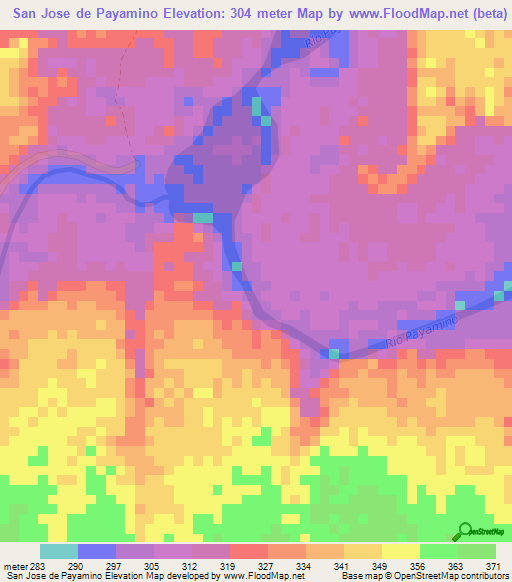 San Jose de Payamino,Ecuador Elevation Map