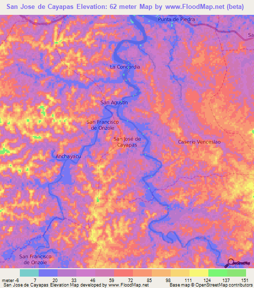 San Jose de Cayapas,Ecuador Elevation Map