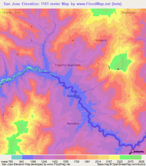 San Jose,Ecuador Elevation Map