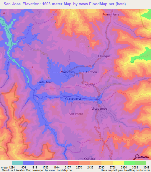 San Jose,Ecuador Elevation Map