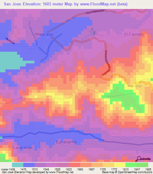 San Jose,Ecuador Elevation Map