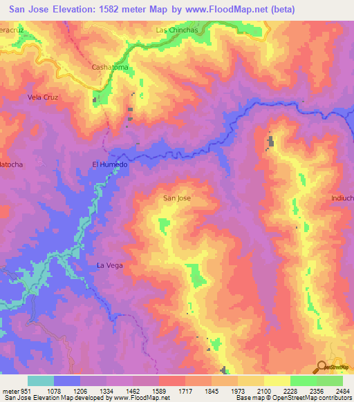 San Jose,Ecuador Elevation Map