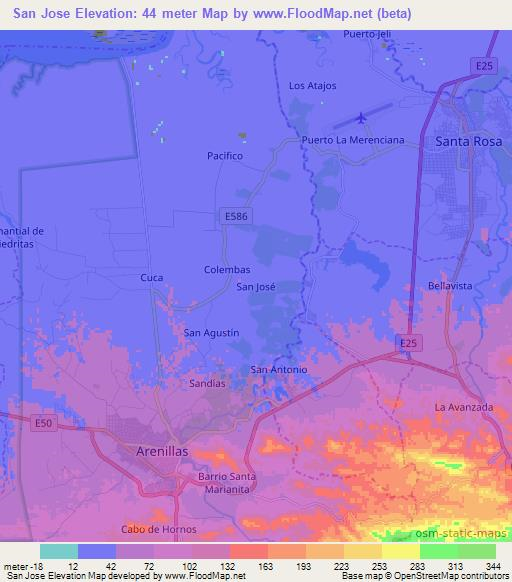 San Jose,Ecuador Elevation Map