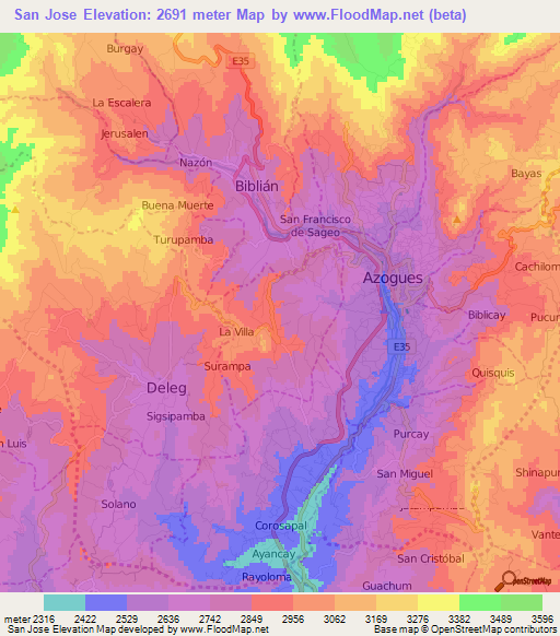 San Jose,Ecuador Elevation Map