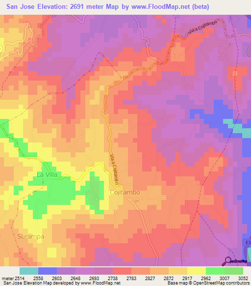 San Jose,Ecuador Elevation Map