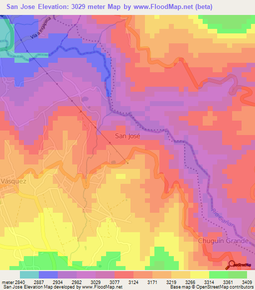 San Jose,Ecuador Elevation Map