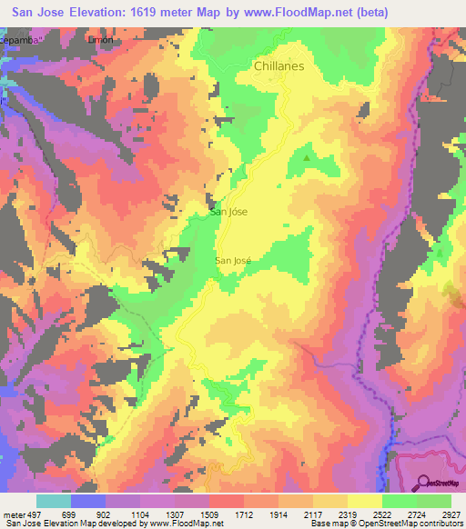 San Jose,Ecuador Elevation Map