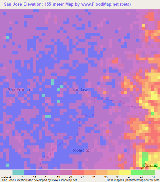 San Jose,Ecuador Elevation Map