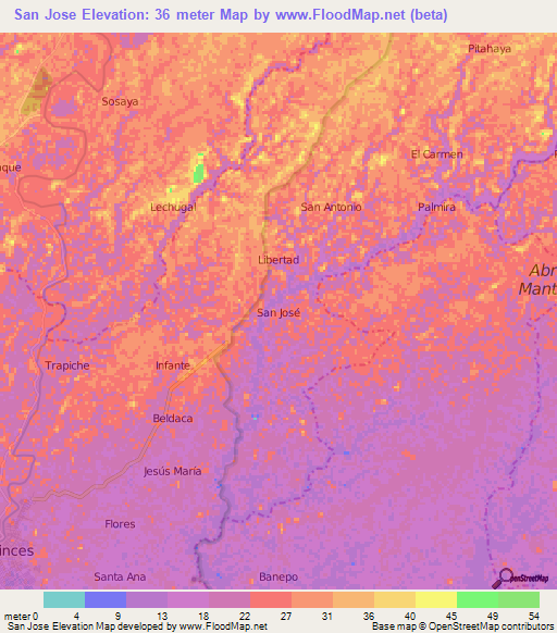 San Jose,Ecuador Elevation Map