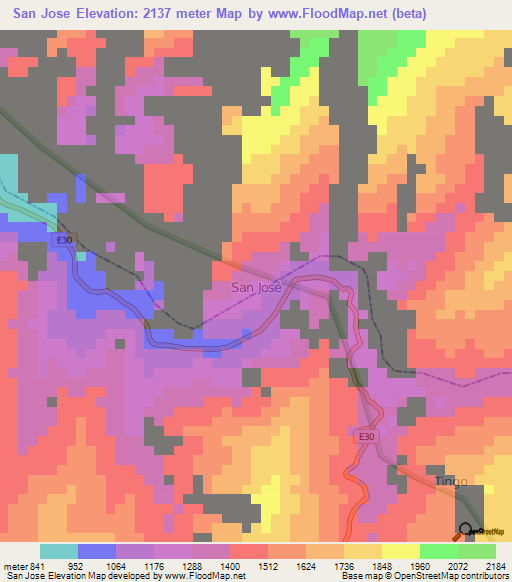 San Jose,Ecuador Elevation Map