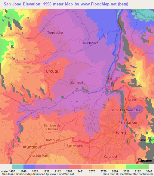 San Jose,Ecuador Elevation Map